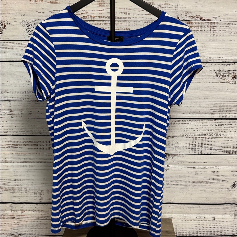 Cupio Blue and White Striped Top